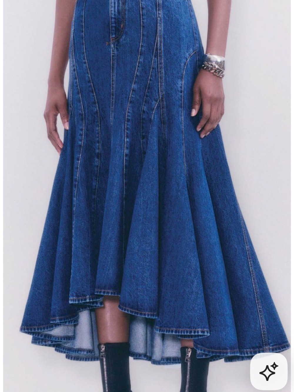 Alexander McQueen  Panelled Denim Maxi Skirt - Deep Blue